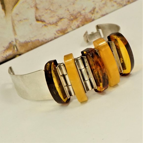 RARE BALTIC AMBER STERLING BRACELET By GLIWINSKI - Picture 8 of 16